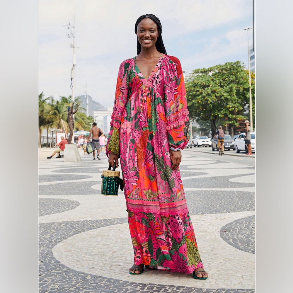 NWT FARM Rio Pink Cool Leopards Maxi Dress